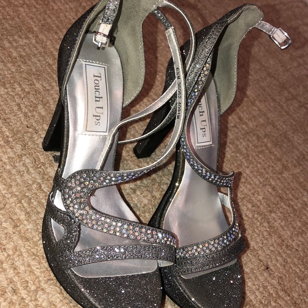 New silver, sparkly platform heels!